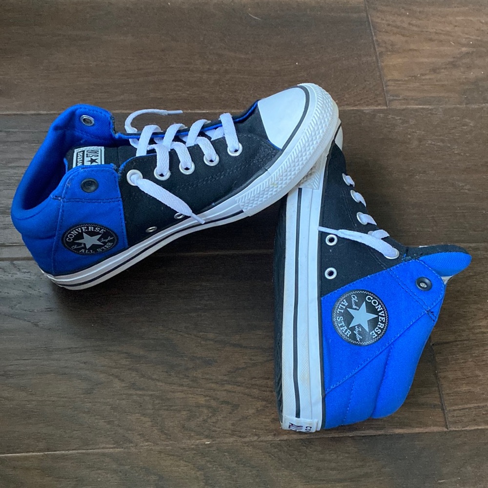 Converse all star high tops black and blue